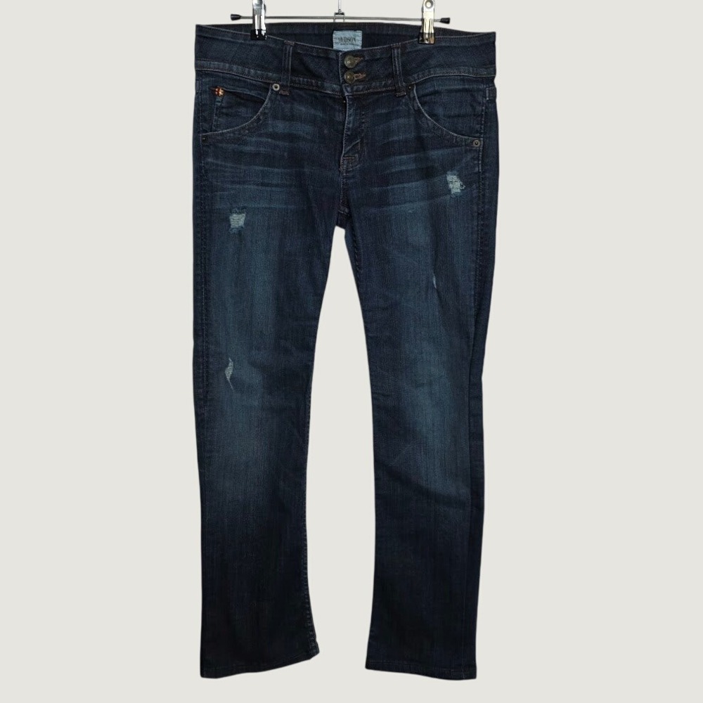 Hudson Signature Bootcut Jeans Womens 29 Blue Good Distressed Flap W170DIF